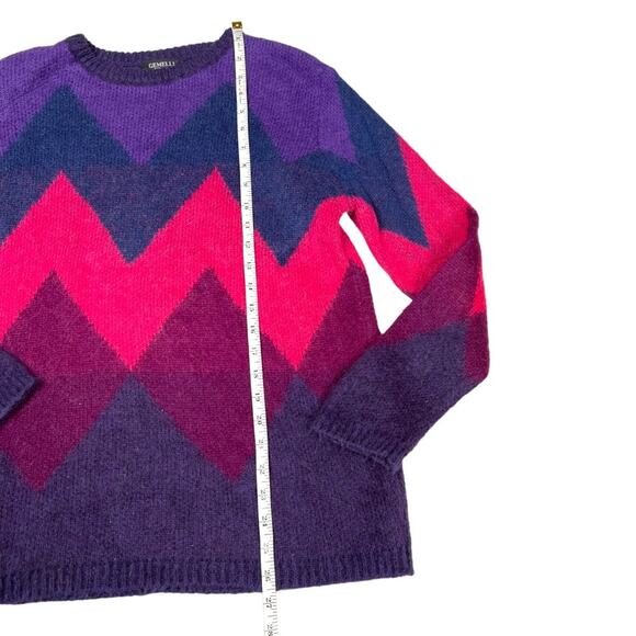 Gemelli Sweater Chevron Mohair Blend Crewneck Purple Blue Pink Women's Small - Picture 5 of 11
